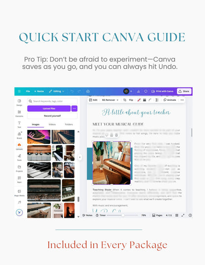 Canva quick start tutorial included with every purchase