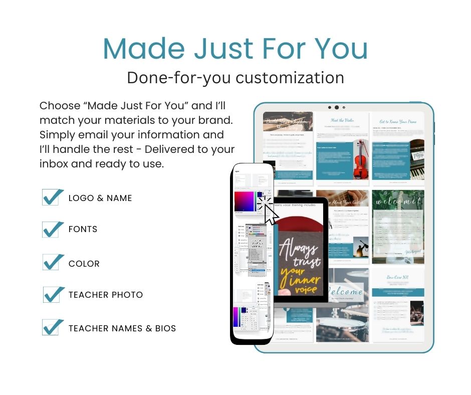 Your Prelude Collection student welcome packages - delivered to you branded and ready to use. Send your images, colors and content. For a turn-key experience.