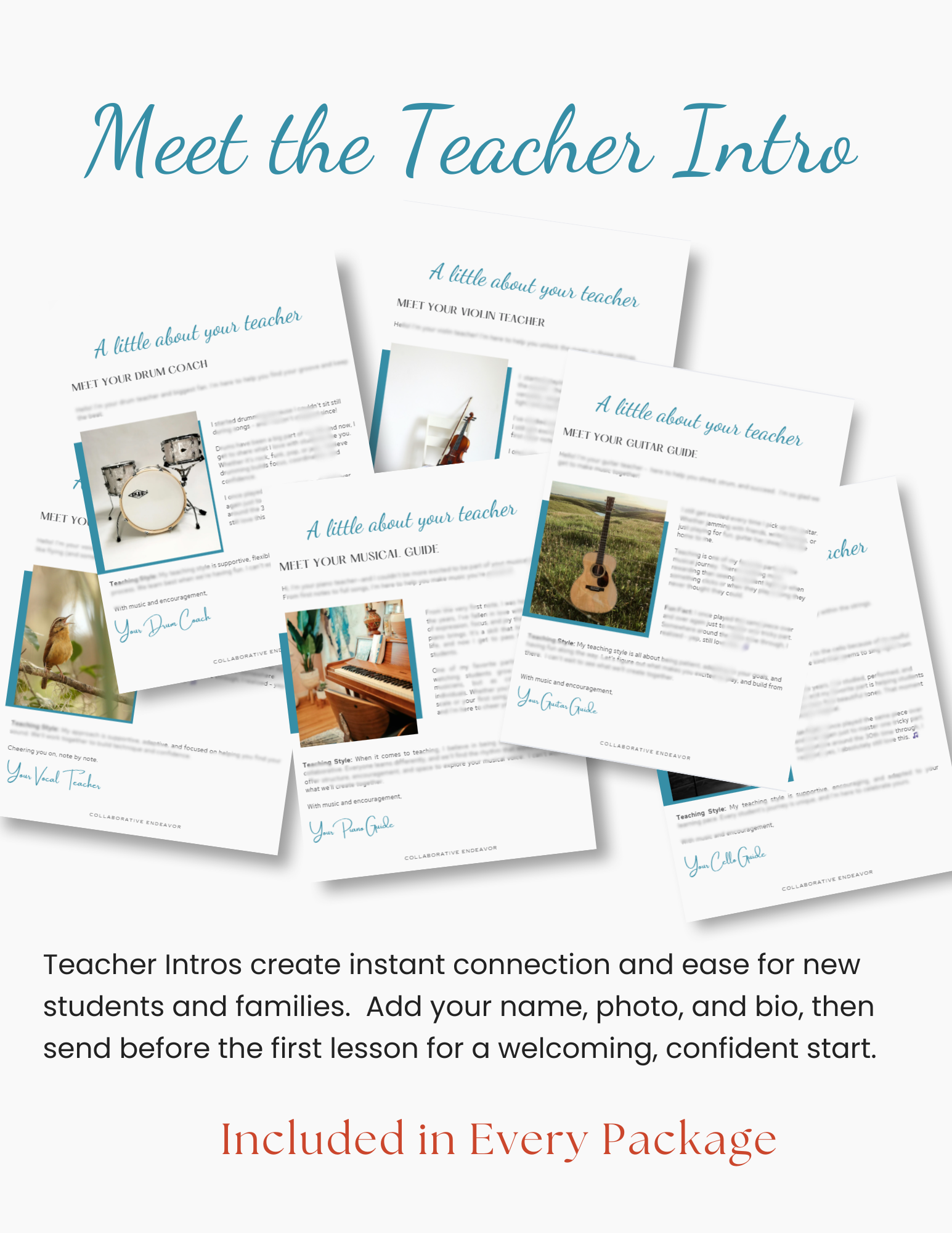Introducing Your Music Lessons Teacher - Fully Customizable
