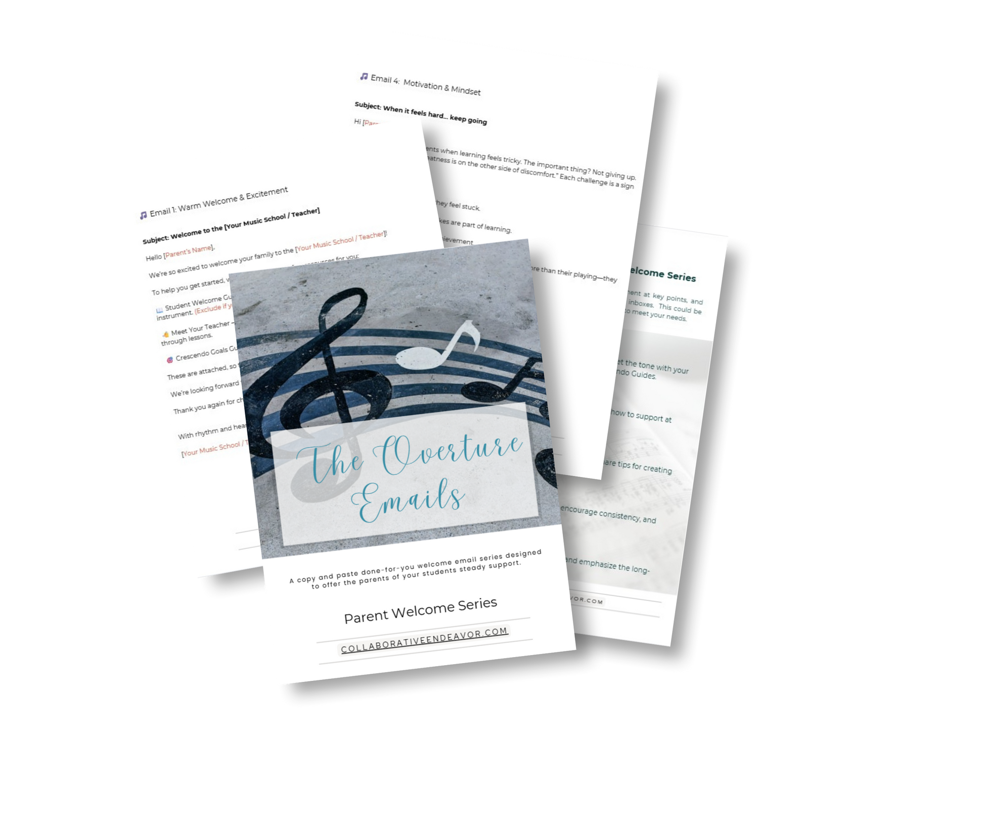 Email welcome series for music teachers and studios to welcome the parents of their new students - 'The Overture Emails' from Collaborative Endeavor