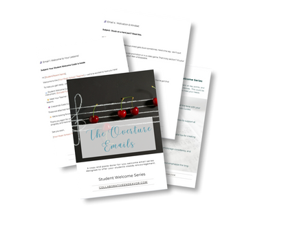 Email welcome series for music teachers and studios to welcome new students - 'The Overture Emails' from Collaborative Endeavor